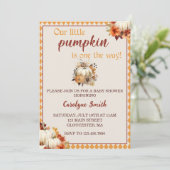 Pumpkin Baby Dusche Unsere kleine Pumpkin Einladung (Stehend Vorderseite)