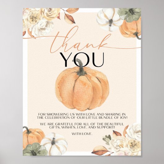 Pumpkin Baby Dusche Vielen Dank, dass Sie untersch Poster (Vorne)