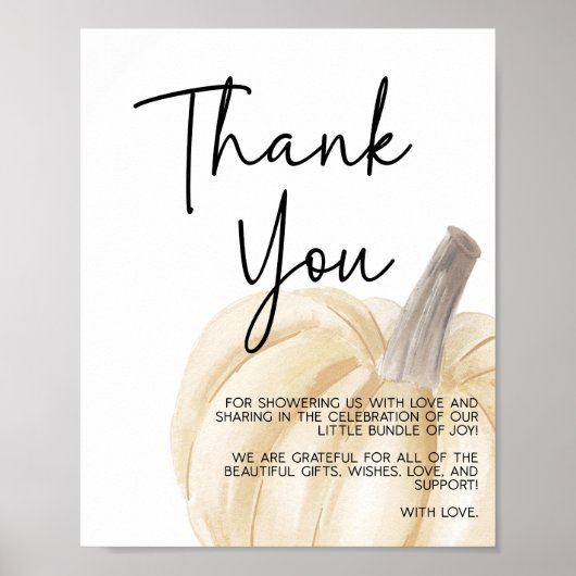 Pumpkin Baby Dusche Vielen Dank, dass Sie untersch Poster (Vorne)