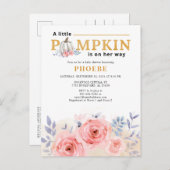 Pumpkin Baby Dusche Wasserfarbe Lilac Pink Roses Einladungspostkarte (Vorne/Hinten)