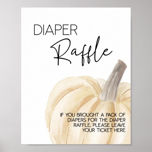 Pumpkin Baby Dusche Windeln Raffle-Zeichen Poster (Vorne)