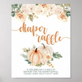 Pumpkin Baby Dusche Windeln Raffle-Zeichen Poster (Vorne)