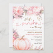 Pumpkin Baby Duschmädchen Rosa Blütenfall Herbst Einladung (Vorderseite)
