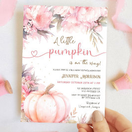 Pumpkin Baby Duschmädchen Rosa Blütenfall Herbst Einladung