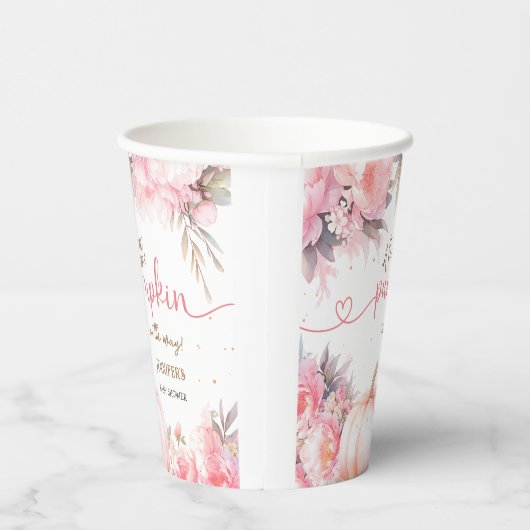 Pumpkin Baby Duschmädchen Rosa Blütenfall Herbst Pappbecher (Rechts)