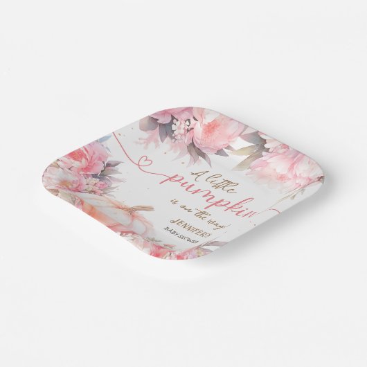 Pumpkin Baby Duschmädchen Rosa Blütenfall Herbst Pappteller (Gewinkelt)