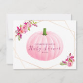 Pumpkin Baby Duschname Suggestion Game Floral Einladung (Rückseite)