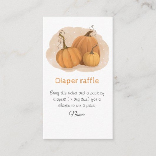 Pumpkin Baby Duwer Windel Raffle Begleitkarte (Vorderseite)