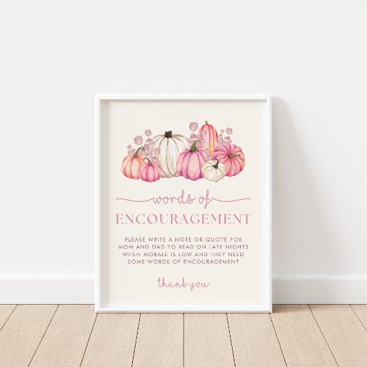 Pumpkin Baby Duwer Worte der Ermutigung Zeichen Poster
