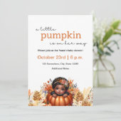Pumpkin Baby Girl Dusche Black Child Einladung (Stehend Vorderseite)