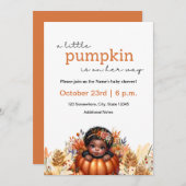 Pumpkin Baby Girl Dusche Black Child Einladung (Vorne/Hinten)