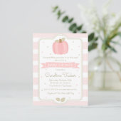 Pumpkin Baby Girl Pink Baby Dusche Einladung Postkarte (Stehend Vorderseite)