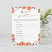 Pumpkin Baby Predictions Baby Shower Game Hinweiskarte (Stehend Vorderseite)