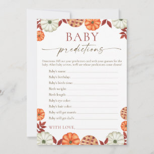 Pumpkin Baby Predictions Baby Shower Game Hinweiskarte