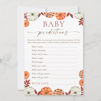 Pumpkin Baby Predictions Baby Shower Game Hinweiskarte