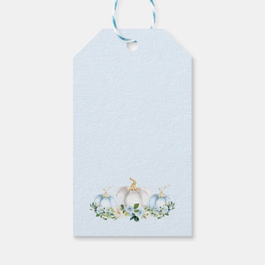 Pumpkin Baby Showboy Fall Blue Pumpkin Gefallen Geschenkanhänger (Rückseite)