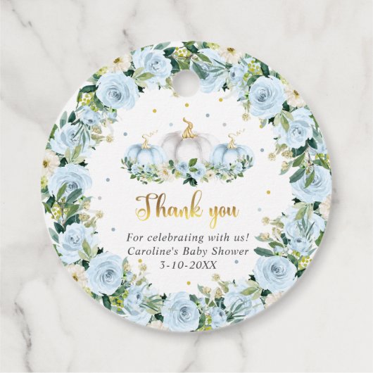 Pumpkin Baby Showboy Fall Pumpkin Geschenk Geschenkanhänger (Rückseite)