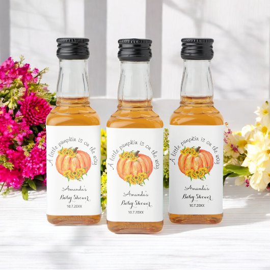 Pumpkin Baby Showdusche Orange White Alkoholflaschenetikett