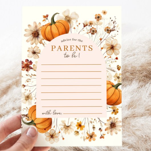 Pumpkin Baby Shower Advice for the Parents Card Einladung