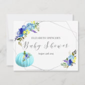 Pumpkin Baby Shower Baby's Name Game | Blau Einladung (Rückseite)