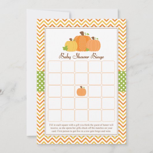 Pumpkin Baby Shower Bingo Einladung (Vorderseite)