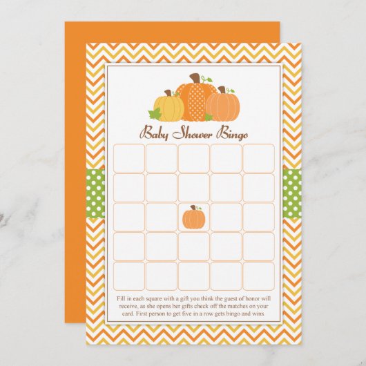 Pumpkin Baby Shower Bingo Einladung (Vorne/Hinten)
