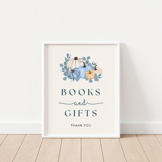 Pumpkin Baby Shower Books & Gifts Sign Poster