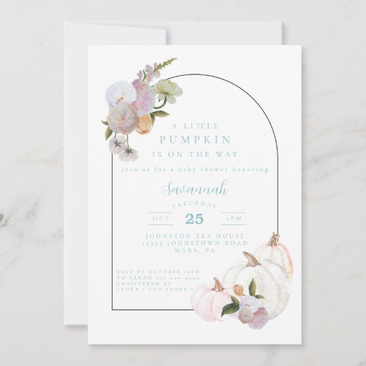 Pumpkin Baby Shower Boy Baby Dusche Einladung (Vorderseite)