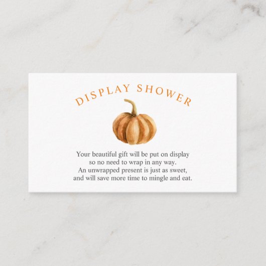 Pumpkin Baby Shower Display Duschkarte Begleitkarte (Vorderseite)