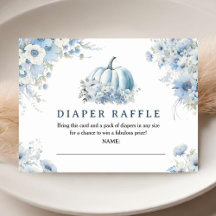 Pumpkin Baby Shower Dusty Blue Fall Diaper Raffle