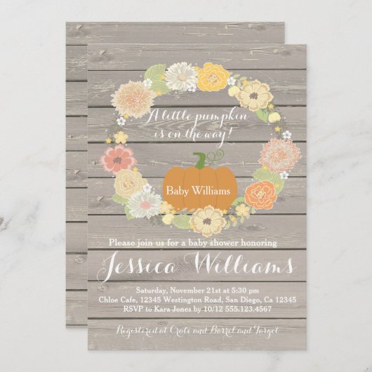 Pumpkin Baby Shower Einladung (Vorne/Hinten)