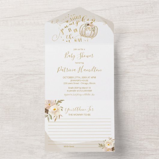 Pumpkin Baby Shower Einladung & Advice Card (Innen Boden)