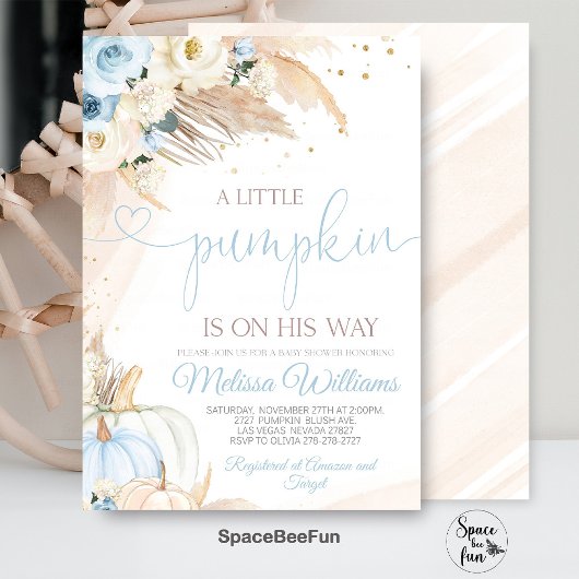 Pumpkin Baby Shower Einladung Boy Boho Pampas