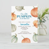 Pumpkin Baby Shower Einladung, Fall Baby Sprinkle Einladung (Stehend Vorderseite)