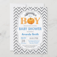 Pumpkin Baby Shower Einladung Herbst Junge