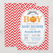 Pumpkin Baby Shower Einladung Herbst Junge (Vorne/Hinten)