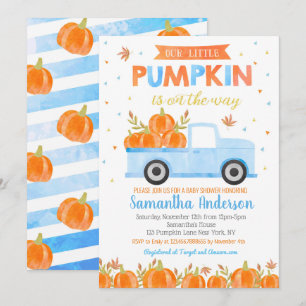 Pumpkin Baby Shower Einladungen Blue Truck Boy