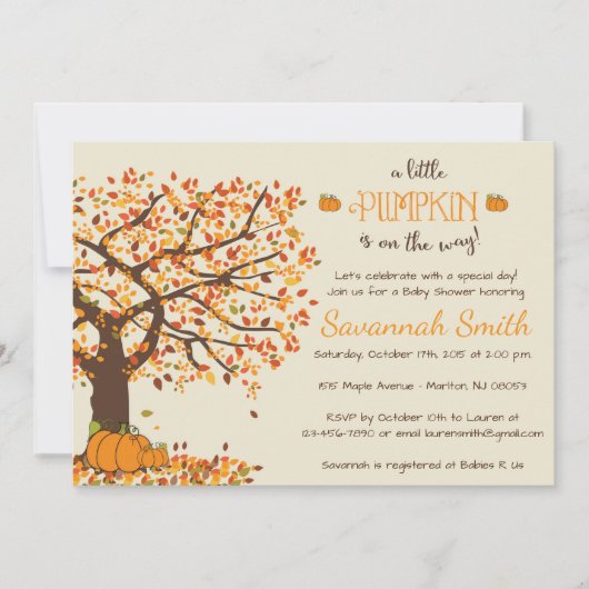 Pumpkin Baby Shower Einladungen - Kleine Pumpkin (Vorderseite)