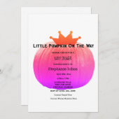 Pumpkin Baby Shower Girls Pink Abstrakter QR Code Einladung (Vorne/Hinten)