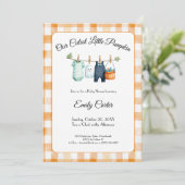 Pumpkin Baby Shower Invitation | Gingham Custom (Stehend Vorderseite)
