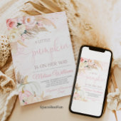 Pumpkin Baby Shower Invitation Girl, Boho Pampas Einladung