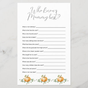 Pumpkin Baby Shower kennt Mommy Best Game Flyer