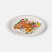 Pumpkin Baby Shower Paper Plate, Fall Floral Pappteller (Schrägansicht)