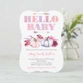 Pumpkin Baby Shower Party für Autumn Baby Girl Einladung (Stehend Vorderseite)