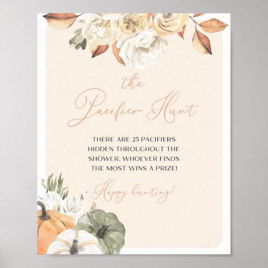 Pumpkin Baby Shower Schnuller Hunt Poster (Vorne)