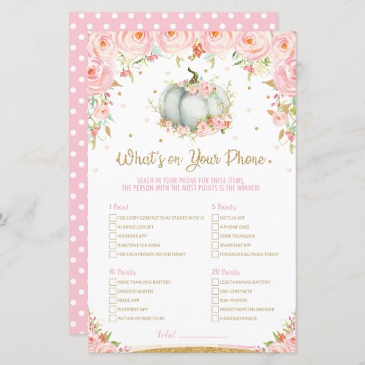 Pumpkin Baby Shower Was ist auf Ihrem Handyspiel (Vorne/Hinten)