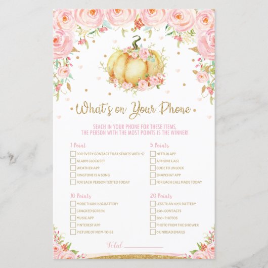 Pumpkin Baby Shower Was ist auf Ihrem Handyspiel (Vorderseite)