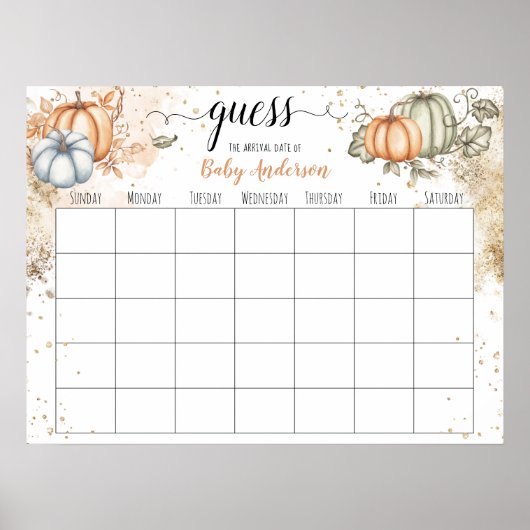 Pumpkin Baby Showrate Terminkalender Poster (Vorne)