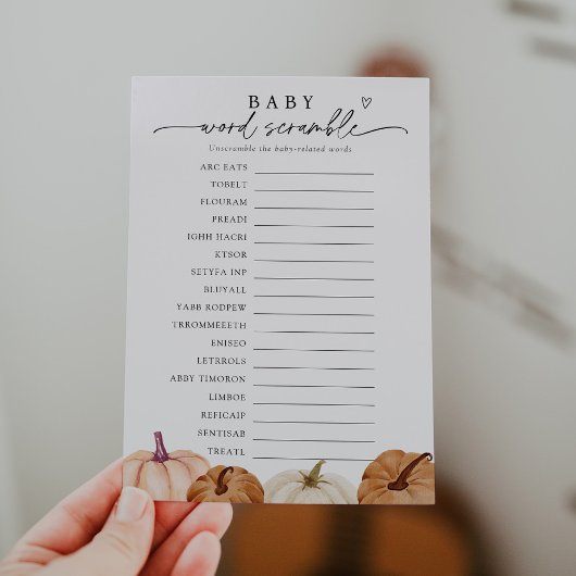 Pumpkin Baby Word Scramble Game Einladung