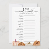 Pumpkin Baby Word Scramble Game Einladung (Vorderseite)